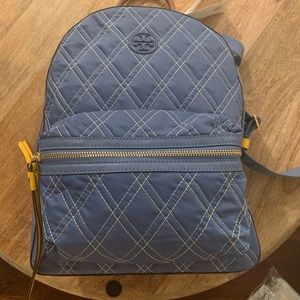 Tory Burch perry nylon great used condition blue wood backpack